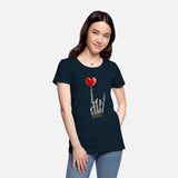 Valentines Rock Star Skeleton Hand Sign Heart
