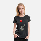 Valentines Rock Star Skeleton Hand Sign Heart