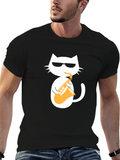 Cool Cat Saxophone Graphic T-Shirt