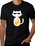 Cool Cat Saxophone Graphic T-Shirt