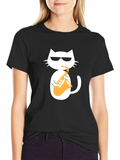 Cool Cat Saxophone Graphic T-Shirt
