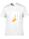 Cool Cat Saxophone Graphic T-Shirt