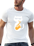 Cool Cat Saxophone Graphic T-Shirt