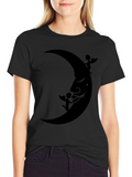 Moon Face & Angels Black Graphic Tee
