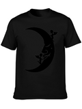 Moon Face & Angels Black Graphic Tee