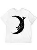Moon Face & Angels Black Graphic Tee