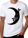 Moon Face & Angels Black Graphic Tee
