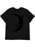 Moon Face & Angels Black Graphic Tee