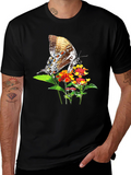 Butterfly & Flowers Graphic Black T-Shirt