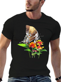 Butterfly & Flowers Graphic Black T-Shirt