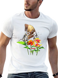 Butterfly & Flowers Graphic Black T-Shirt