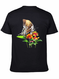 Butterfly & Flowers Graphic Black T-Shirt