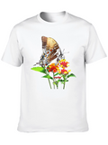 Butterfly & Flowers Graphic Black T-Shirt