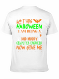 Halloween Computer Engineer Graphic T-Shirt