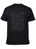 Eat Sleep Guitar Repeat Black Graphic T-Shirt