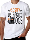 Easily Distracted By Dogs Black T-Shirt