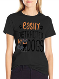 Easily Distracted By Dogs Black T-Shirt
