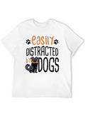 Easily Distracted By Dogs Black T-Shirt