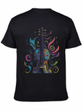 Vibrant Violin Graphic Tee - Black