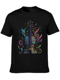 Vibrant Violin Graphic Tee - Black