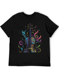 Vibrant Violin Graphic Tee - Black