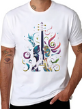 Vibrant Violin Graphic Tee - Black