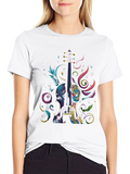 Vibrant Violin Graphic Tee - Black