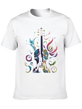 Vibrant Violin Graphic Tee - Black