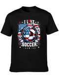 I Love Soccer USA Flag Graphic Tee
