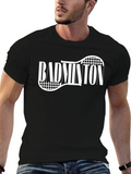 Badminton Racket Graphic Tee - Black Cotton