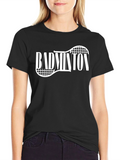 Badminton Racket Graphic Tee - Black Cotton