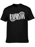 Badminton Racket Graphic Tee - Black Cotton