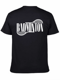 Badminton Racket Graphic Tee - Black Cotton