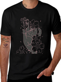 Floral Hand Graphic Black T-Shirt