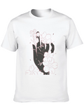 Floral Hand Graphic Black T-Shirt