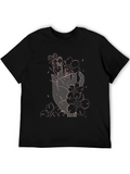 Floral Hand Graphic Black T-Shirt