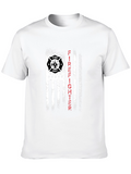 Firefighter Flag Graphic Tee - Distressed Patriotic Design