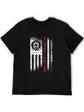 Firefighter Flag Graphic Tee - Distressed Patriotic Design