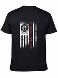 Firefighter Flag Graphic Tee - Distressed Patriotic Design