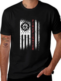 Firefighter Flag Graphic Tee - Distressed Patriotic Design