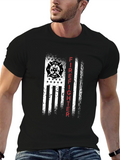 Firefighter Flag Graphic Tee - Distressed Patriotic Design