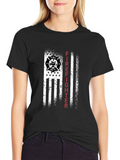 Firefighter Flag Graphic Tee - Distressed Patriotic Design