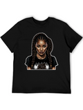 Stylish Black T-Shirt with Woman Graphic