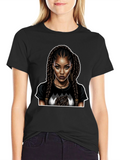 Stylish Black T-Shirt with Woman Graphic
