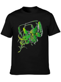 Green Lily Graphic Black T-Shirt