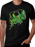 Green Lily Graphic Black T-Shirt
