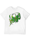 Green Lily Graphic Black T-Shirt