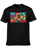 Abstract Graphic Print Black T-Shirt