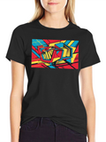Abstract Graphic Print Black T-Shirt