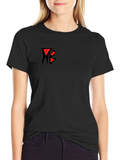 Black Tee with Red Abstract Logo